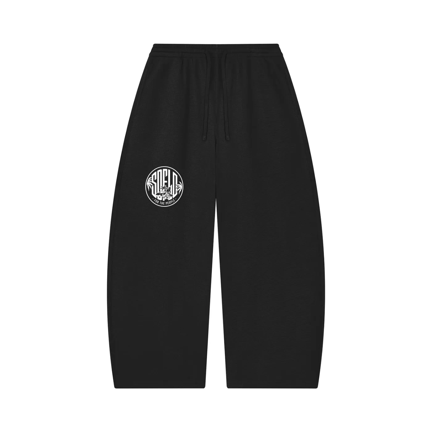 SOFLO For the People Wide Leg Joggers — black with badge logo